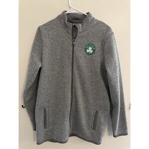 NBA Boston Celtics Youth XL Full Zip Fleece Jacket Gray Official Logo
